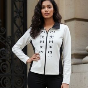 Three Hearts Women's Jacket Zip Front Closure Black Embellishment Si…